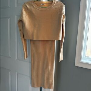 Zara Beige Knit Sweater and Skirt Set